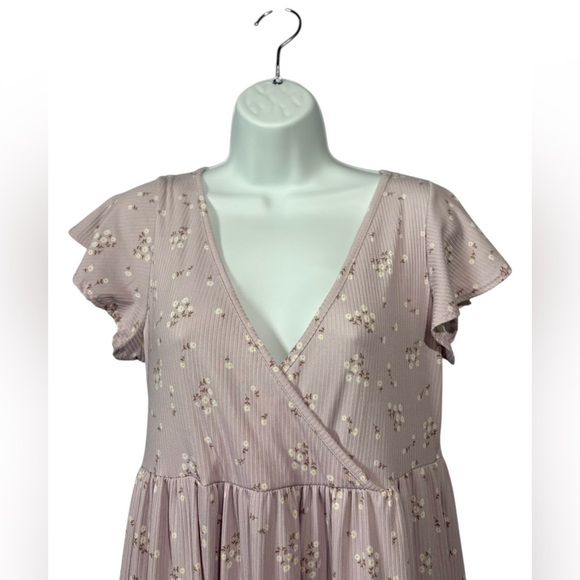 Jessica Simpson, Floral Tiered Babydoll Dress, Large, Pink, White - Picture 3 of 8